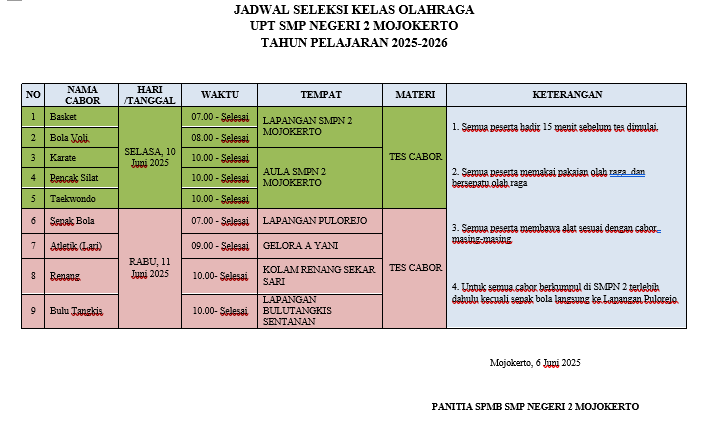 JADWAL SELEKSI